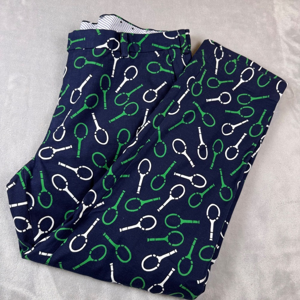 Brooks Brothers Milano Fit Golf Chinos Pants Navy‎ Tennis Racket Print Mens 40